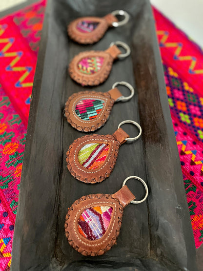 Guatemalan Genuine Leather/Huipil Key Chains