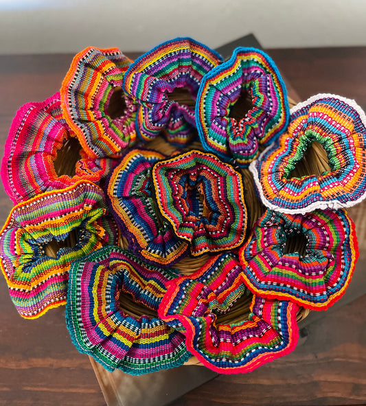 Guatemalan Textile Scrunchies, Colorful Hair Ties